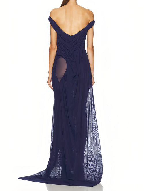 Made-to-Order Wetlook Off The Shoulder Gown